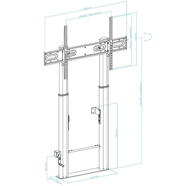 Soporte de Pared Fijo/ Suelo TooQ LOTTUS FS2290HM-B para TV de 55-100'/ hasta 100kg