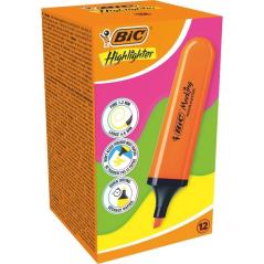 Caja de Marcadores Fluorescentes Bic Highlighter Flat Neón/ 12 unidades/ Naranjas