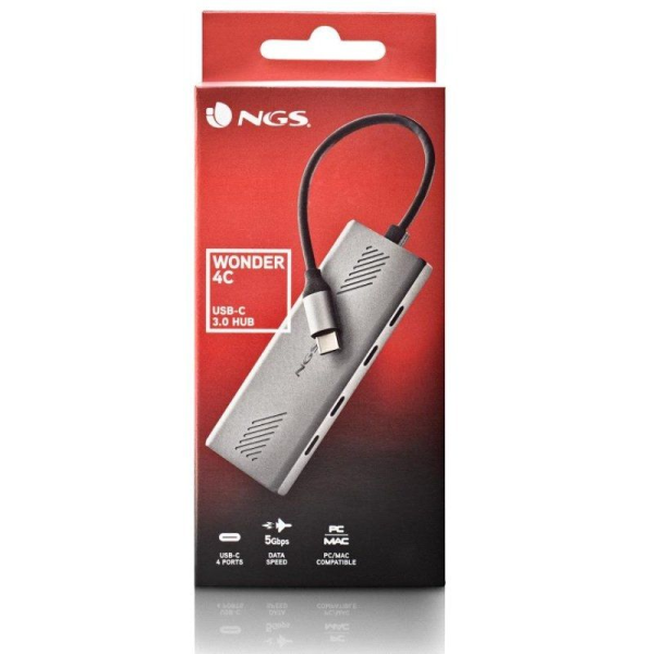 Hub USB Tipo-C NGS Wonder4-C/ 4xUSB Tipo-C