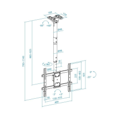 Soporte de Techo Giratorio/ Inclinable/ Nivelable TooQ LPCE1175TSLI-B para TV de 32-75'/ hasta 60kg