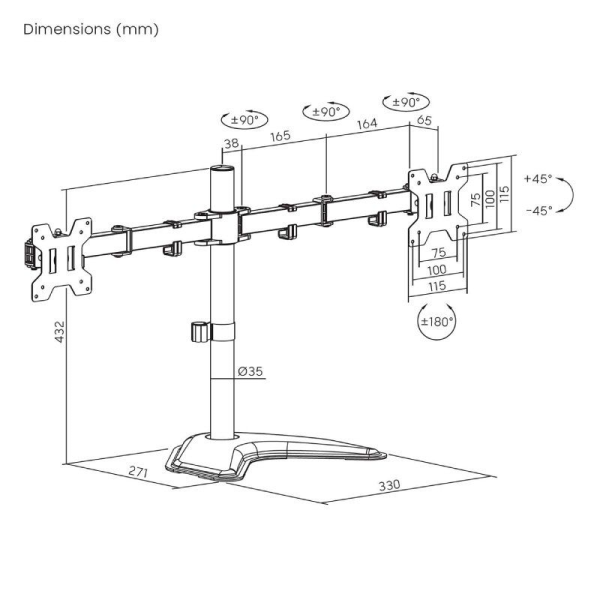 Soporte para 2 Monitores Aisens DT32TSR-285/ hasta 10kg