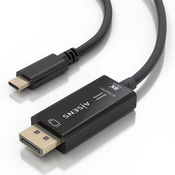 Cable Conversor Aisens A109-0879/ USB Tipo-C Macho - DisplayPort Macho/ 1.8m/ Negro