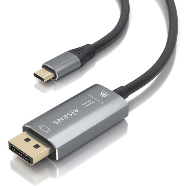 Cable Conversor Aisens A109-0880/ USB Tipo-C Macho - DisplayPort Macho/ 1.8m/ Negro