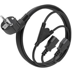 Cable Alimentación CPU Aisens A132-0864/ CEE7 Macho - 2x C13 Hembra/ 1.8m/ Negro