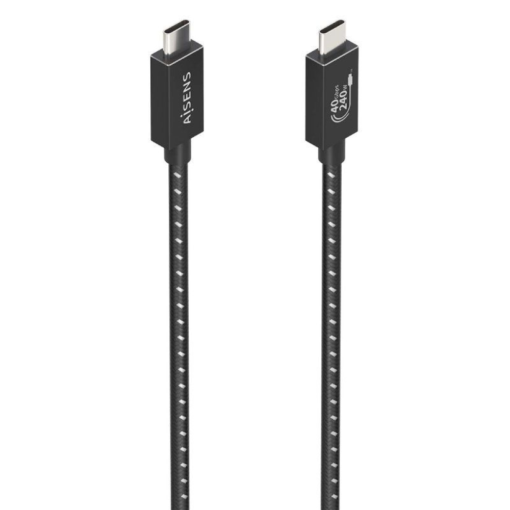 Cable USB 4.0 Tipo-C Aisens A107-0867/ USB Tipo-C Macho - USB Tipo-C Macho/ Hasta 240W/ 1m/ Gris