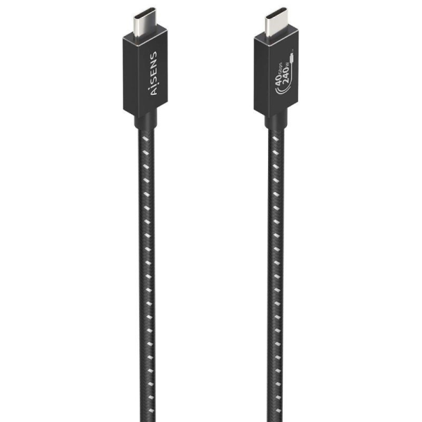 Cable USB 4.0 Tipo-C Aisens A156-0868/ USB Tipo-C Macho - USB Tipo-C Macho/ Hasta 240W/ 40Gbps/ 1.5m/ Gris