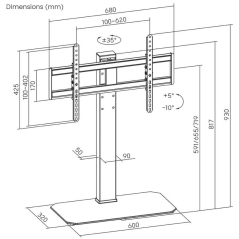 Soporte de Mesa Inclinable/ Giratorio Aisens DT86TS-291 para TV de 43-86'