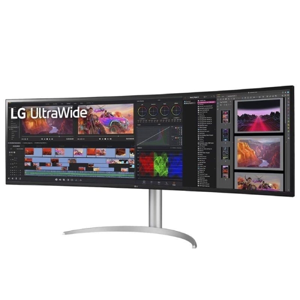 Monitor Gaming Ultrapanorámico Curvo LG UltraGear 49WQ95C-W 49'/ Dual QHD/ Multimedia/ Regulable en altura/ Blanco