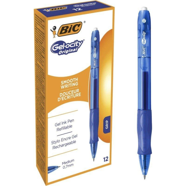 Caja de Bolígrafos de Tinta de Gel Bic Gelocity 526274/ 12 unidades/ Azules