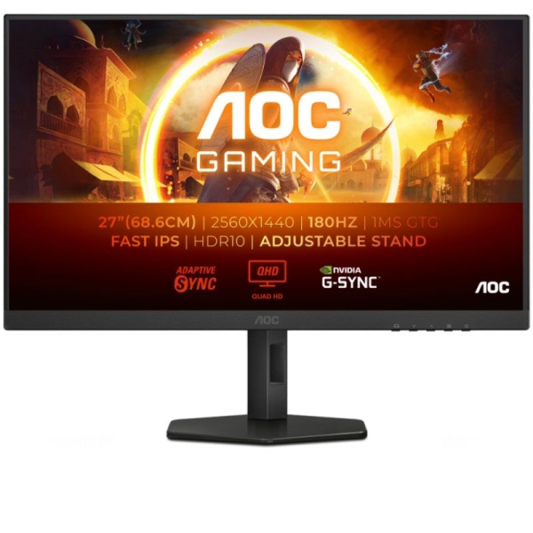 Monitor Gaming AOC Q27G4XF 27'/ QHD/ 0.5ms/ 180Hz/ IPS/ Regulable en altura/ Negro