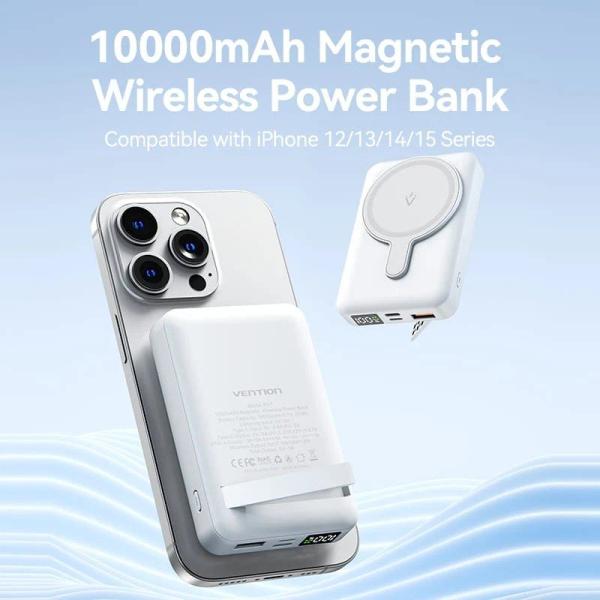 Powerbank 10000mAh Vention FHTB0/ 22.5W/ Wireless/ Negro