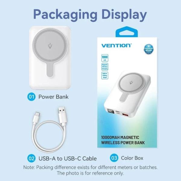 Powerbank 10000mAh Vention FHTW0/ 22.5W/ Wireless/ Blanco