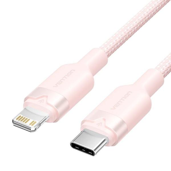 Cable USB Tipo-C Lightning Vention LALPF/ USB Tipo-C Macho - Lightning Macho/ 27W/ 480Mbps/ 1m/ Rosa