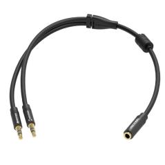 Cable Estéreo Vention BBOBY/ 2x Jack 3.5 Macho - Jack 3.5 Hembra/ 30cm/ Negro