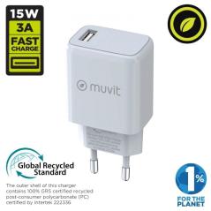 Cargador de Pared Muvit For Change MCACC0002/ 1xUSB/ 15W