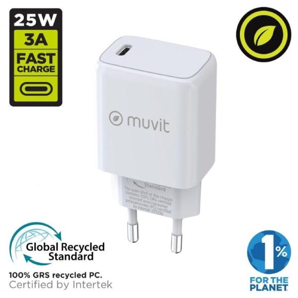 Cargador de Pared Muvit For Change MCACC0012/ 1xUSB Tipo-C/ 20W