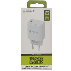 Cargador de Pared Muvit For Change MCACC0038/ 1xUSB Tipo-C/ 25W