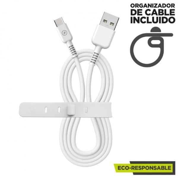 Cable USB 2.0 Tipo-C Muvit For Change MCUSC0003/ USB Tipo-C Macho - USB Macho/ Hasta 27W/ 1.2m/ Blanco