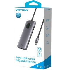 Docking USB Tipo-C Vention TQVHB/ 2xHDMI/ 3xUSB/ 1xRJ45/ 1xLector de Tarjetas/ 1xUSB Tipo-C PD/ Gris