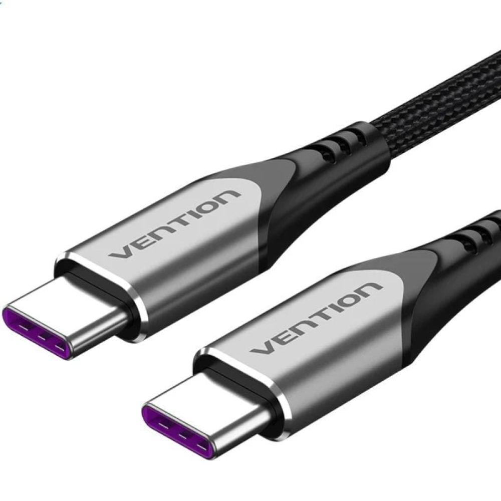 Cable USB 2.0 Tipo-C Vention TAEHG/ USB Tipo-C Macho - USB Tipo-C Macho/ Hasta 100W/ 480Mbps/ 1.5m/ Gris