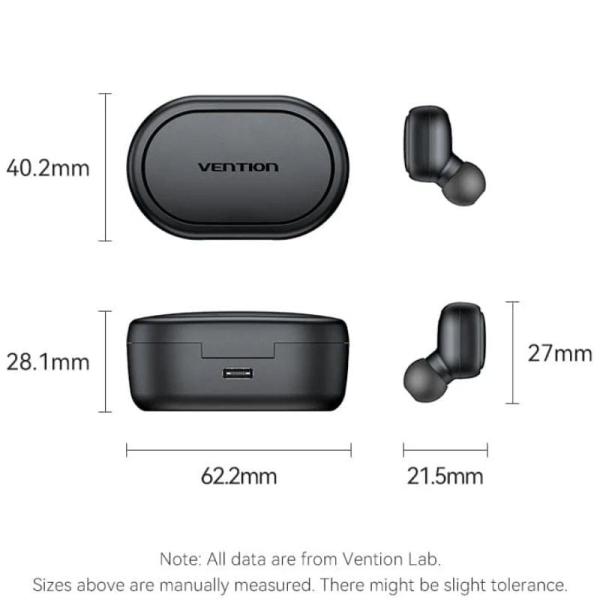 Auriculares Bluetooth Vention Tiny T15 NBDB0 con estuche de carga/ Autonomía 7h/ Negros