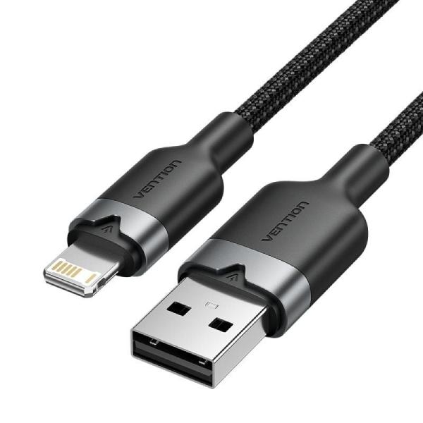 Cable USB Lightning Vention LANBF/ USB Macho - Lightning Macho/ 480Mbps/ 1m/ Negro