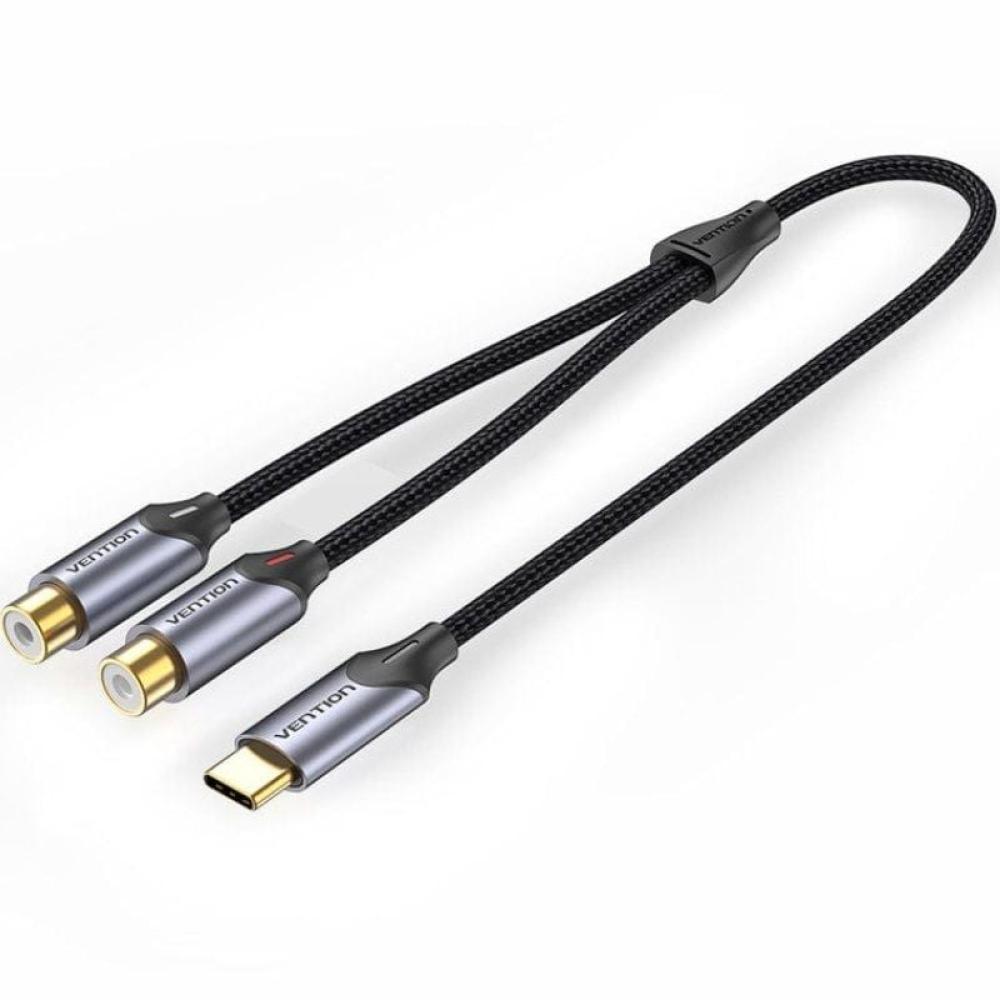 Cable Conversor Vention BGVHD/ 2x RCA Hembra - USB Tipo-C Macho/ 50cm/ Gris