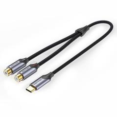 Cable Conversor Vention BGVHG/ 2x RCA Hembra - USB Tipo-C Macho/ 1.5m/ Gris