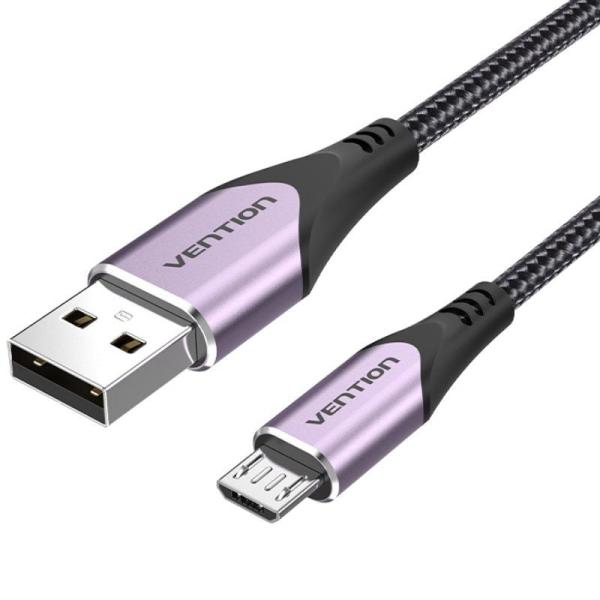 Cable USB 2.0 Vention COAVG/ USB Macho - MicroUSB Macho/ Hasta 60W/ 480Mbps/ 1.5m/ Purpura