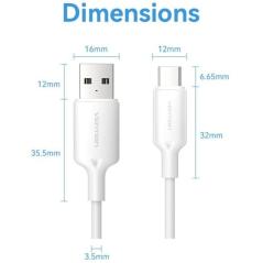 Cable USB 2.0 Tipo-C Vention CTQWF/ USB Tipo-C Macho - USB Macho/ Hasta 60W/ 480Mbps/ 1m/ Blanco