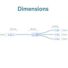 Cable USB 2.0 Lightning Vention CTRBG/ USB Macho/ USB Tipo-C Macho - MicroUSB Macho - Lightning Macho/ 1.5m/ Negro