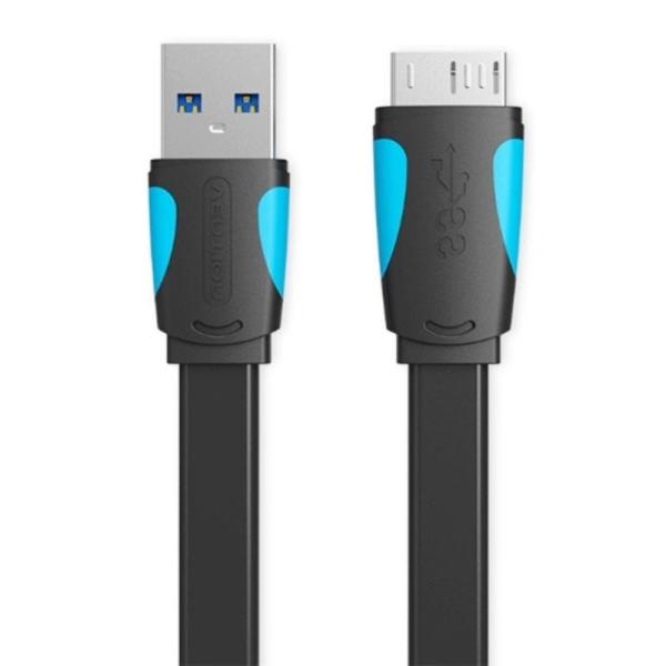 Cable USB 3.0 Vention VAS-A12-B200/ MicroUSB Macho - USB Macho/ Hasta 10W/ 5Gbps/ 2m/ Azul y Negro