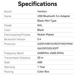 Adaptador USB - Bluetooth Vention NALB0