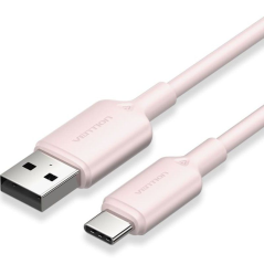 Cable USB 2.0 Tipo-C Vention CTQPF/ USB Tipo-C Macho - USB Macho/ Hasta 60W/ 480Mbps/ 1m/ Rosa