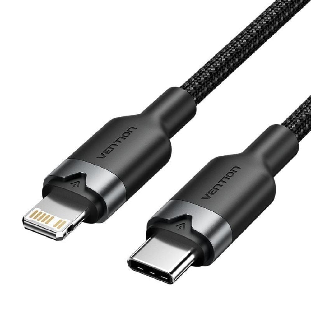 Cable USB Tipo-C Lightning Vention LALBF/ USB Tipo-C Macho - Lightning Macho/ 27W/ 480Mbps/ 1m/ Negro