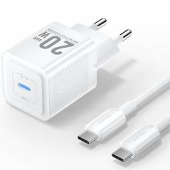 Cargador Gan de Pared Vention TZ-FEPW0-EU-01/ 1xUSB Tipo-C + Cable USB Tipo-C/ 20W