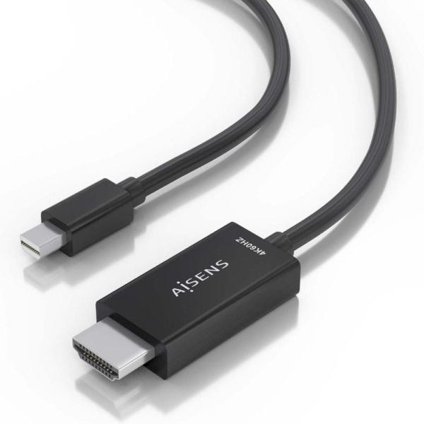 Cable Conversor Aisens A125-0885/ Mini DisplayPort Macho - HDMI Macho/ 60cm/ Negro