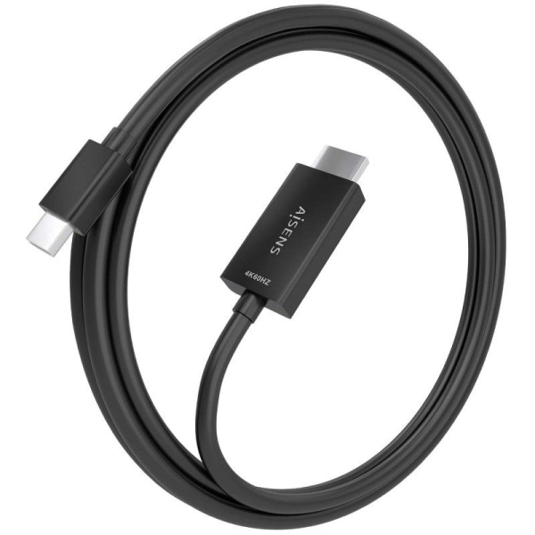 Cable Conversor Aisens A125-0888/ Mini DisplayPort Macho - HDMI Macho/ 2m/ Negro