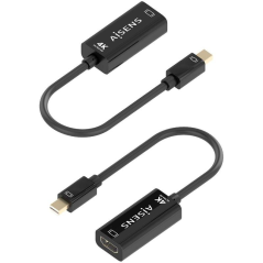 Cable Conversor Aisens A125-0904/ Mini DisplayPort Macho - HDMI Hembra/ 15cm/ Negro