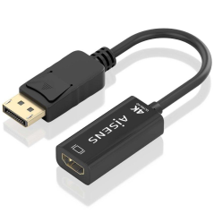 Cable Conversor Aisens A125-0905/ DisplayPort Macho - HDMI Hembra/ 15cm/ Negro