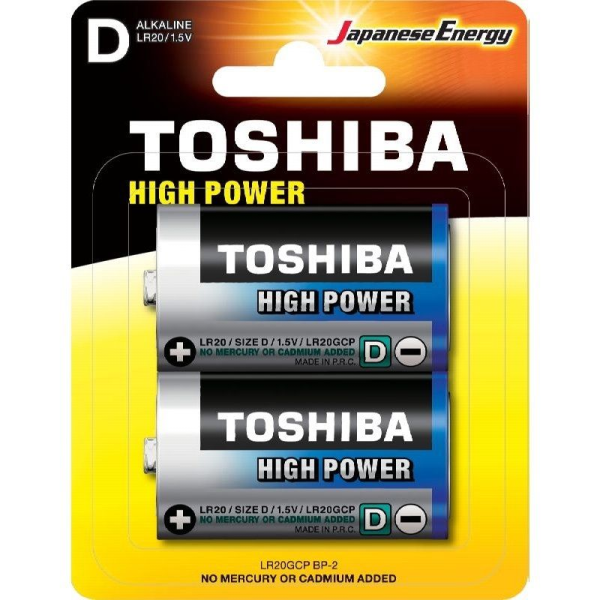 Pack de 2 Pilas D 2 Toshiba LR20/ 1.5V/ Alcalinas