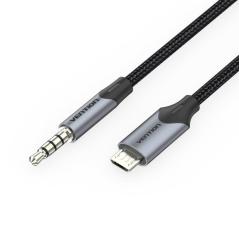 Cable Conversor Estéreo Vention BDGBF/ MicroUSB Macho - Jack 3.5 Macho/ 1m/ Negro