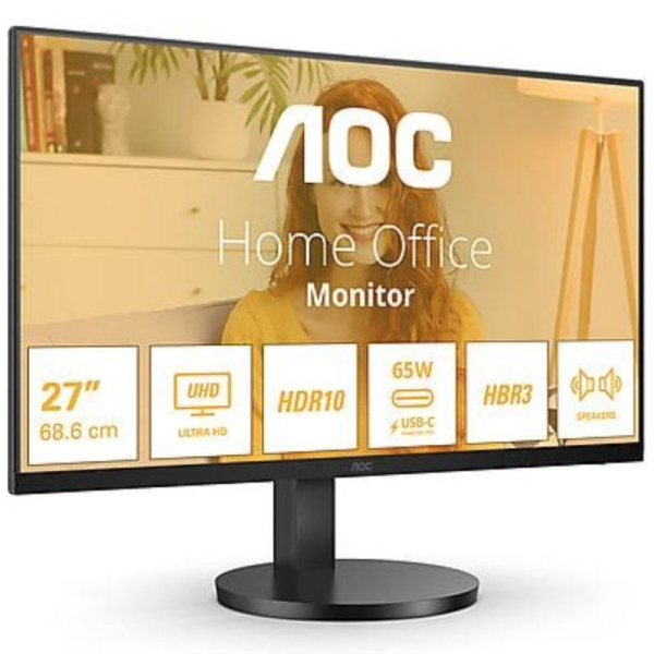 Monitor Profesional AOC U27B3CF 27'/ 4K/ Multimedia/ Regulable en altura/ Negro