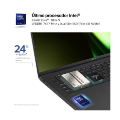 Portátil LG Gram 16Z90S-G.AD89B Intel Core Ultra 7-155H/ 32GB/ 1TB SSD/ 16'/ Win11