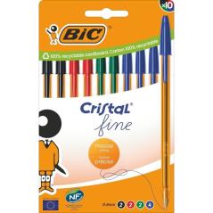 Bolígrafos de Tinta de Aceite Bic Cristal Fine 516356/ 10 unidades/ Colores Surtidos