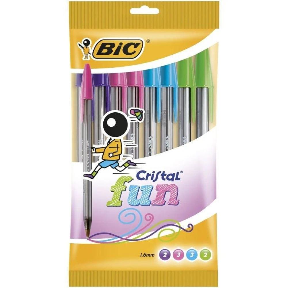 Bolígrafos de Tinta de Aceite Bic Cristal Fun 921342/ 10 unidades/ Colores Surtidos