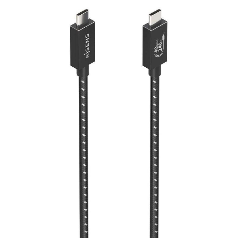 Cable USB 4.0 Tipo-C Aisens A156-0867/ USB Tipo-C Macho - USB Tipo-C Macho/ Hasta 240W/ 1m/ Gris