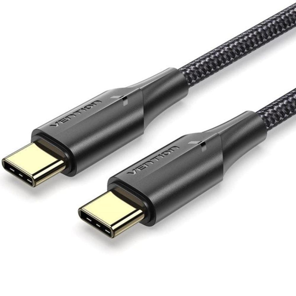 Cable USB 2.0 Tipo-C 3A Vention TAUBI/ USB Tipo-C Macho - USB Tipo-C Macho/ Hasta 60W/ 480Mbps/ 3m/ Negro