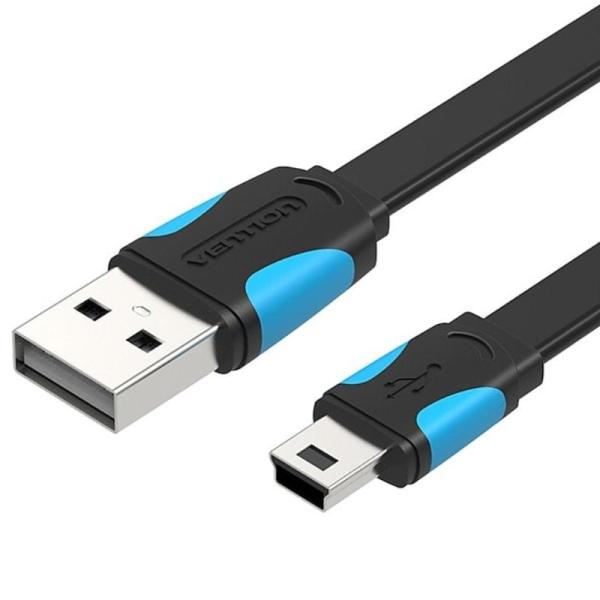 Cable USB 2.0 Vention VAS-A14-B050/ MiniUSB Macho - USB Macho/ Hasta 10W/ 480Mbps/ 50cm/ Azul y Negro