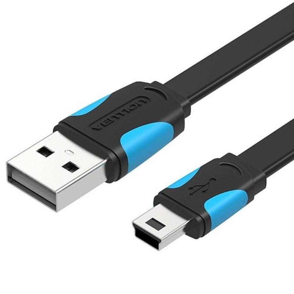 Cable USB 2.0 Vention VAS-A14-B050/ MiniUSB Macho - USB Macho/ Hasta 10W/ 480Mbps/ 50cm/ Azul y Negro